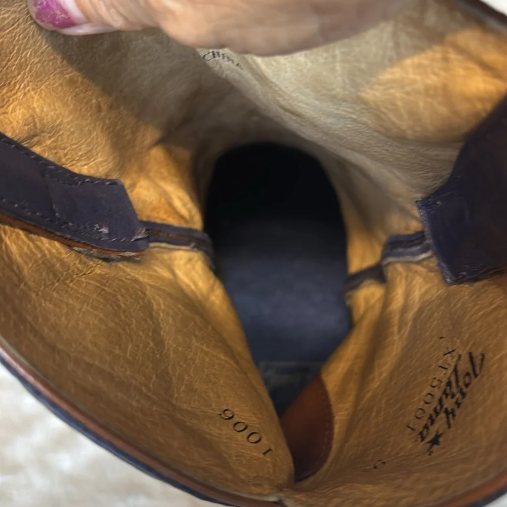 Tony Lama Brown and Navy Genuine Leather Cowboy Western Boot TLX XT5001.Size 9.5 - Picture 13 of 16